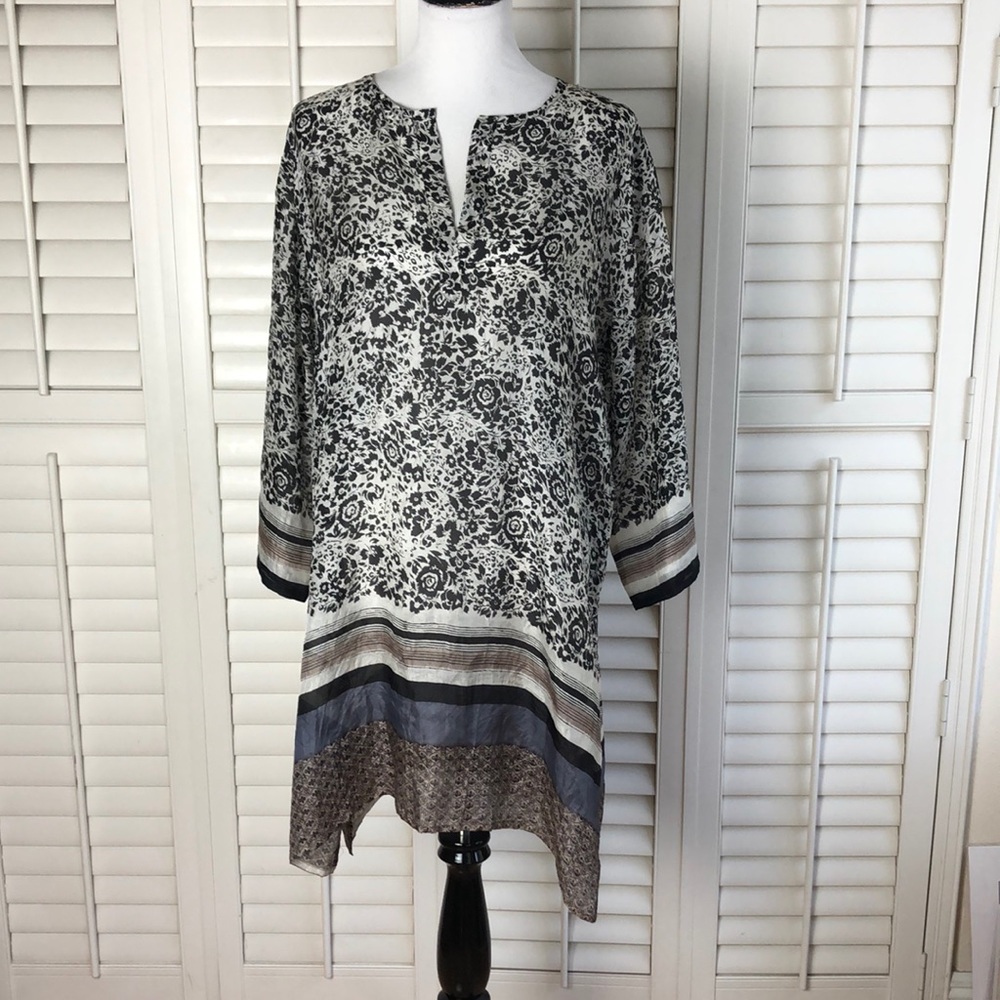 Vintage Silk Tunic Top by Tangibles Size L